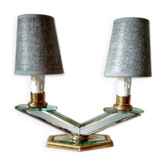 Old art deco table lamp - 2 lights - mirror lamp