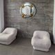 Venetian round mirror in amber murano glass by Mazzega 1960s