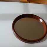 Scandinavian round mirror from the 70s brown plastic Finnmirror made in Finland