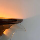 Art deco corner wall light, copper and glass, France 1930