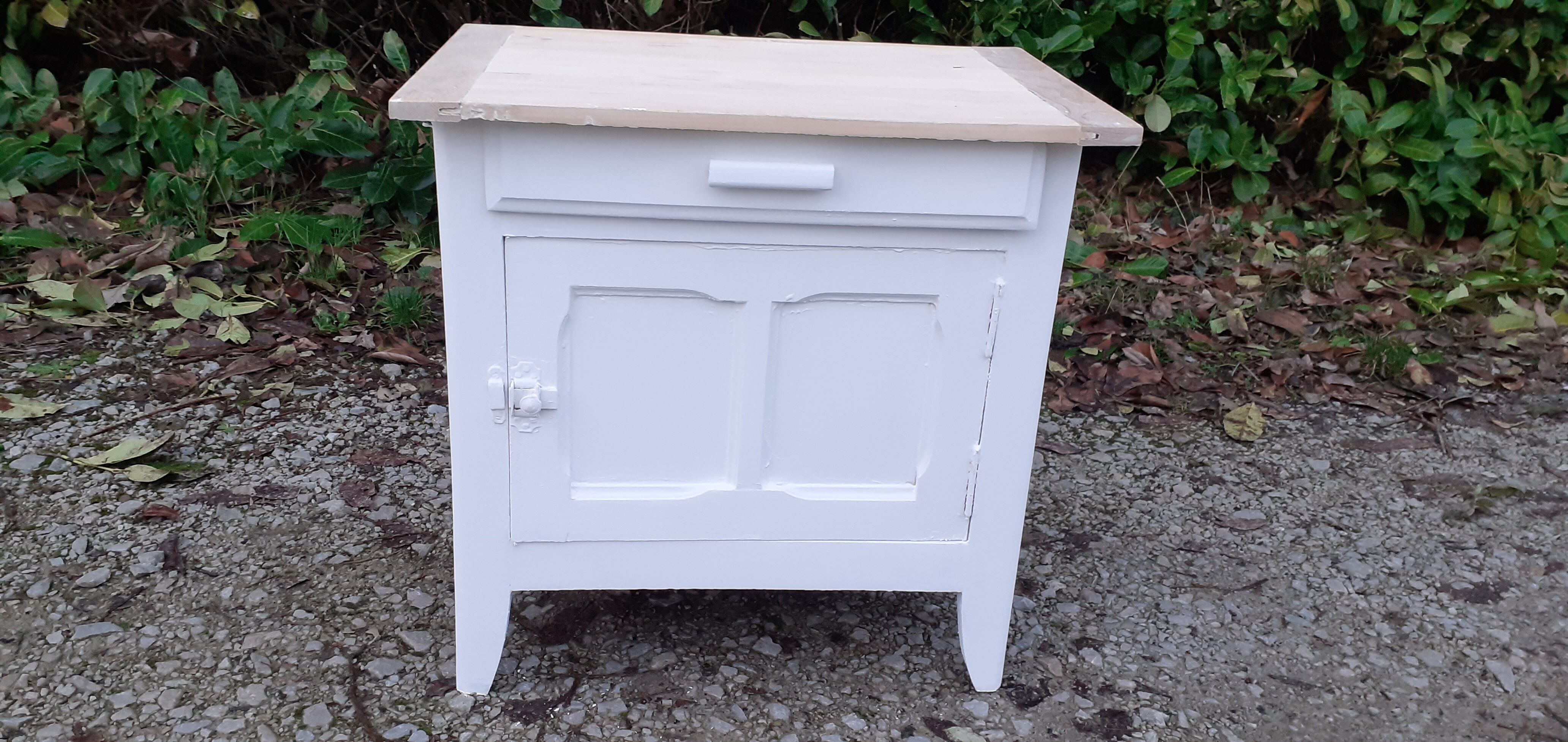 Parisian sideboard 1 door 1 drawer white and raw wood