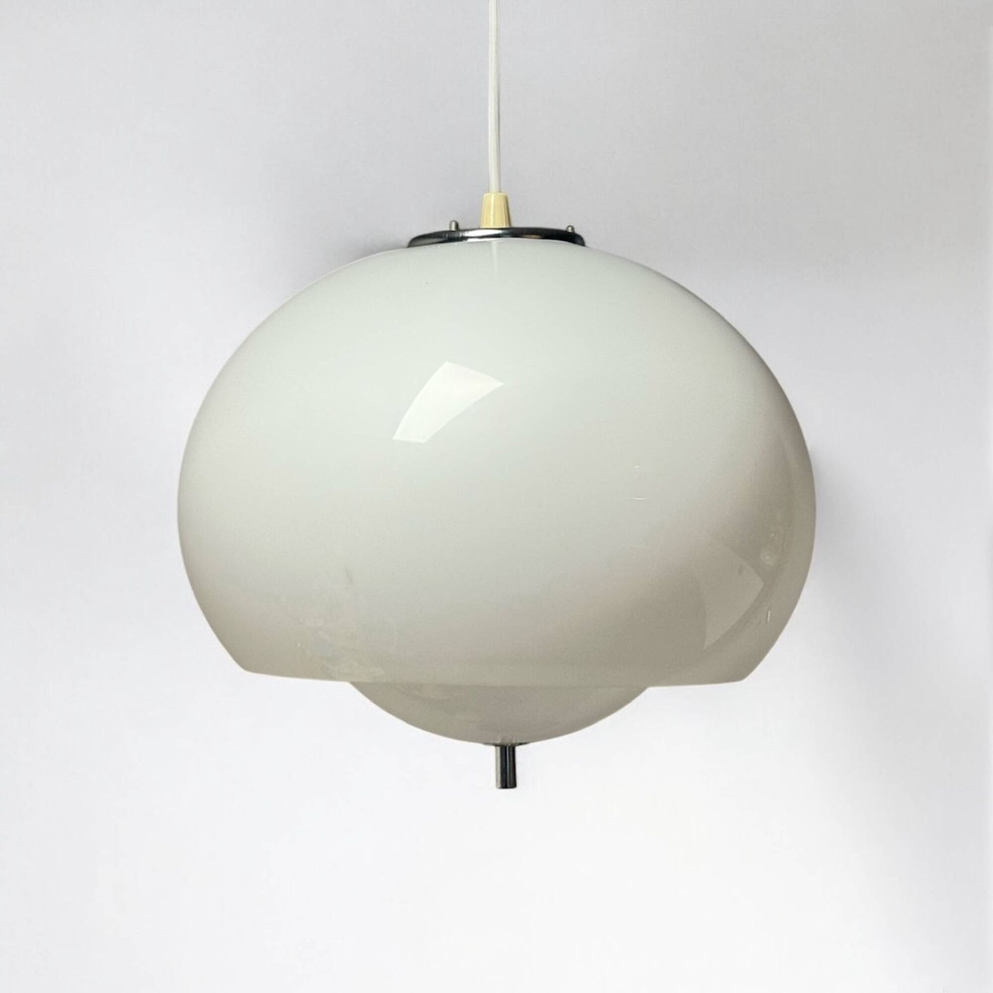 Harvey Guzzini Burgos Hanging Lamp, White Acrylic, 1960s 70s