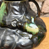 Art Nouveau barbotine vase with "scarabs" decoration.