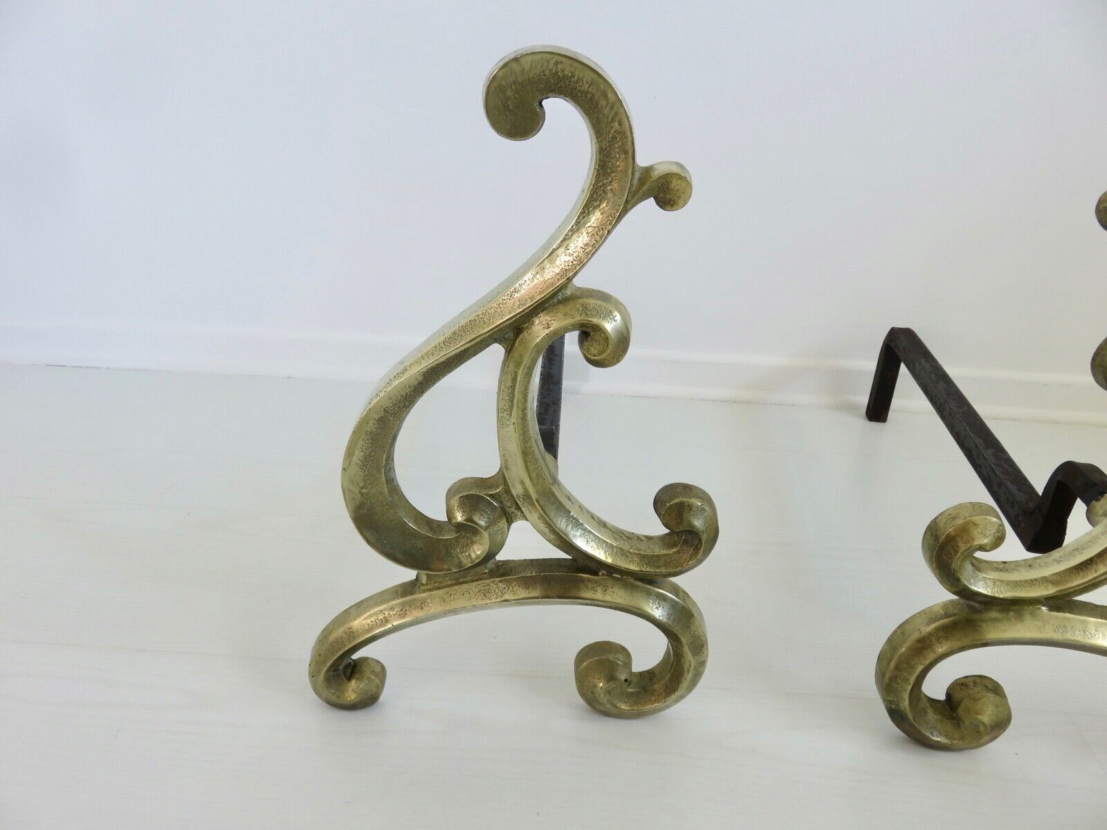 Asymmetrical art nouveau bronze chenets