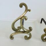 Asymmetrical art nouveau bronze chenets