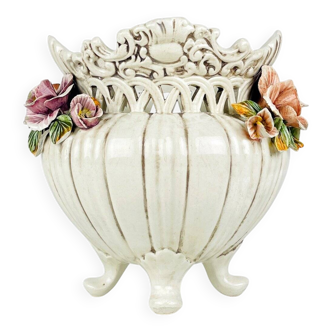 Ceramic vase with flowers, Italy, 1950s