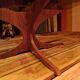 Vintage coffee table from the 60s and 70s by Hugues POIGNANT, smoked glass & teak.