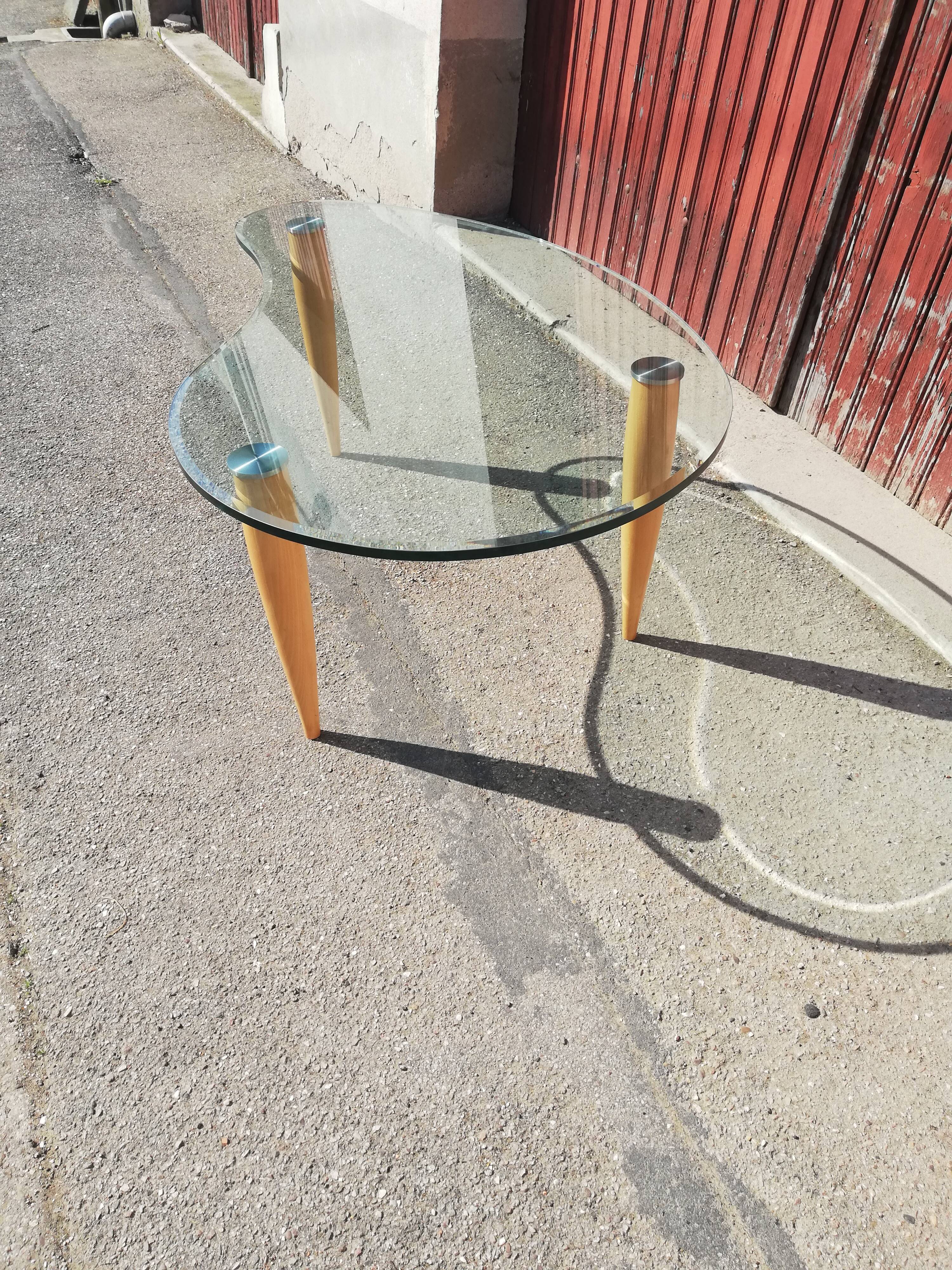 Table basse vintage bois et verre
