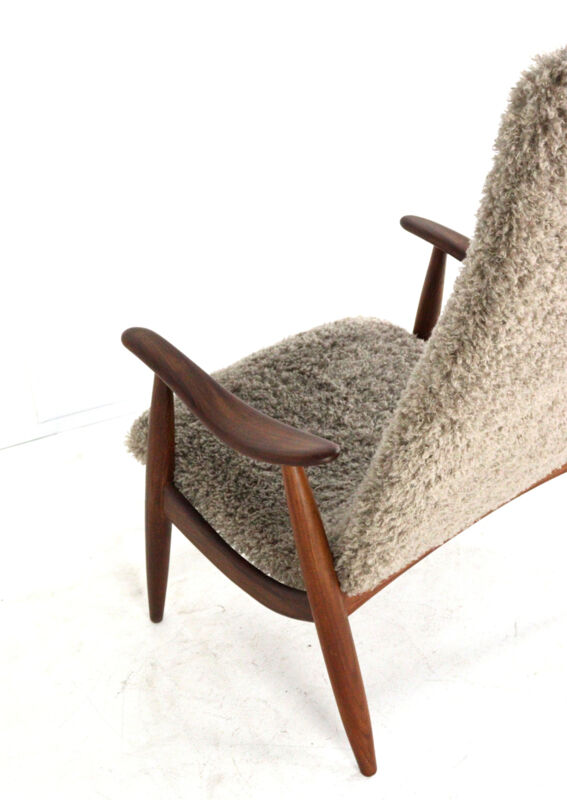 Mid century modern Armchair brown doodle (1) - total restoration - unique