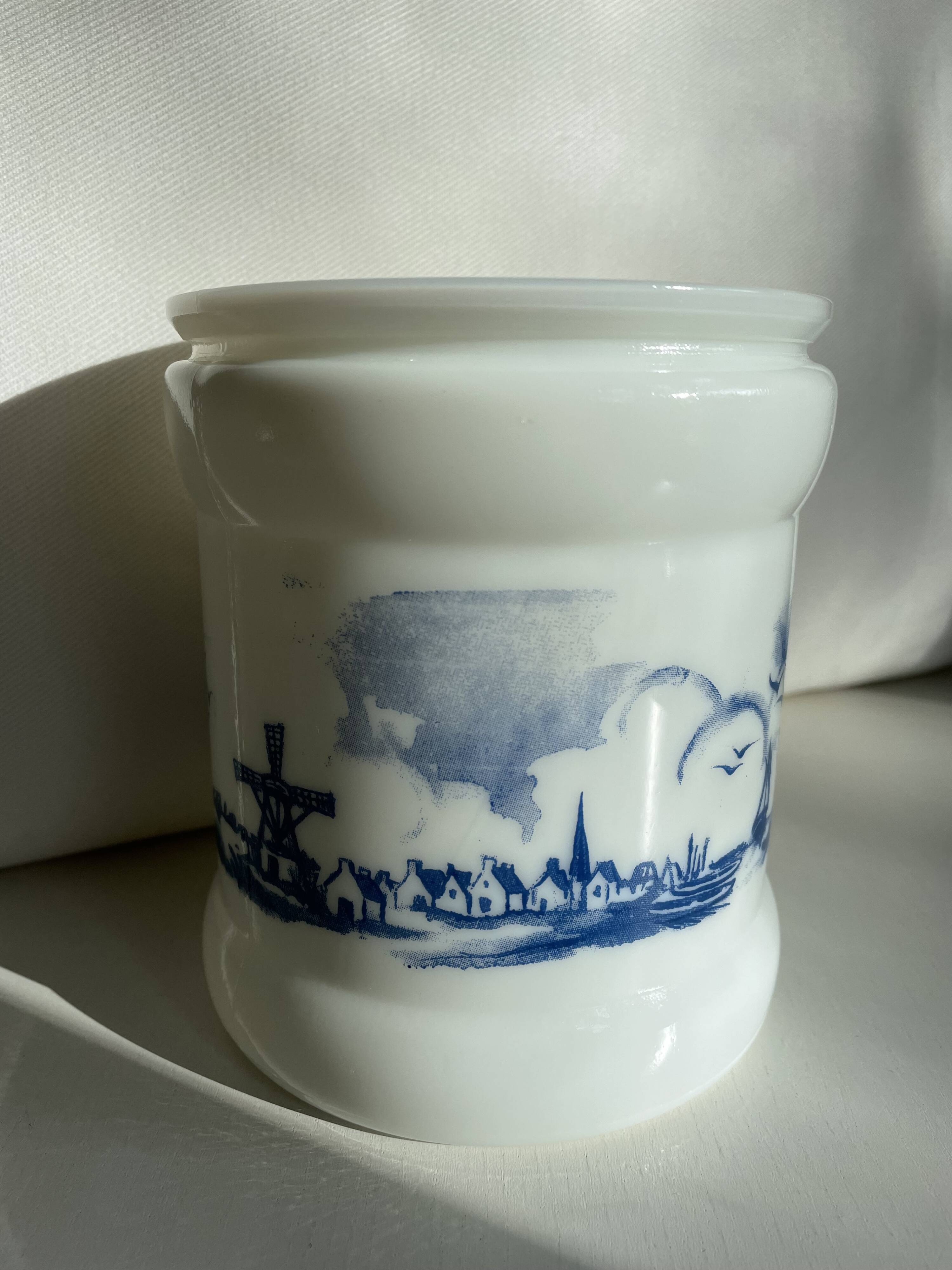 Pot à tabac opalin en verre de lait hollandais / Cave à cigares, Willem II Sigarenfabrieken Valkenswaard Holland