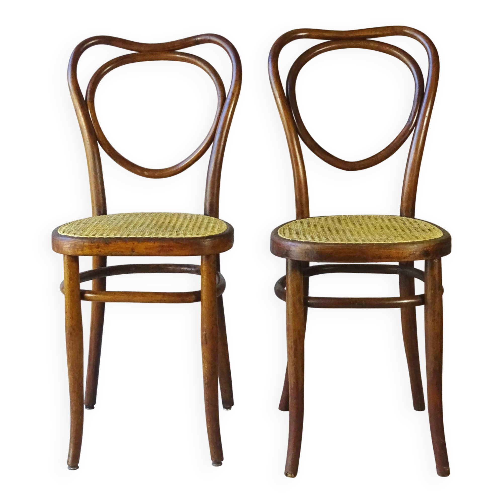 Fake pair of caned bistro chairs, Kohn and Mundus, circa 1910 - no Thonet.