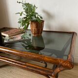 Rattan coffee table and smoked glass