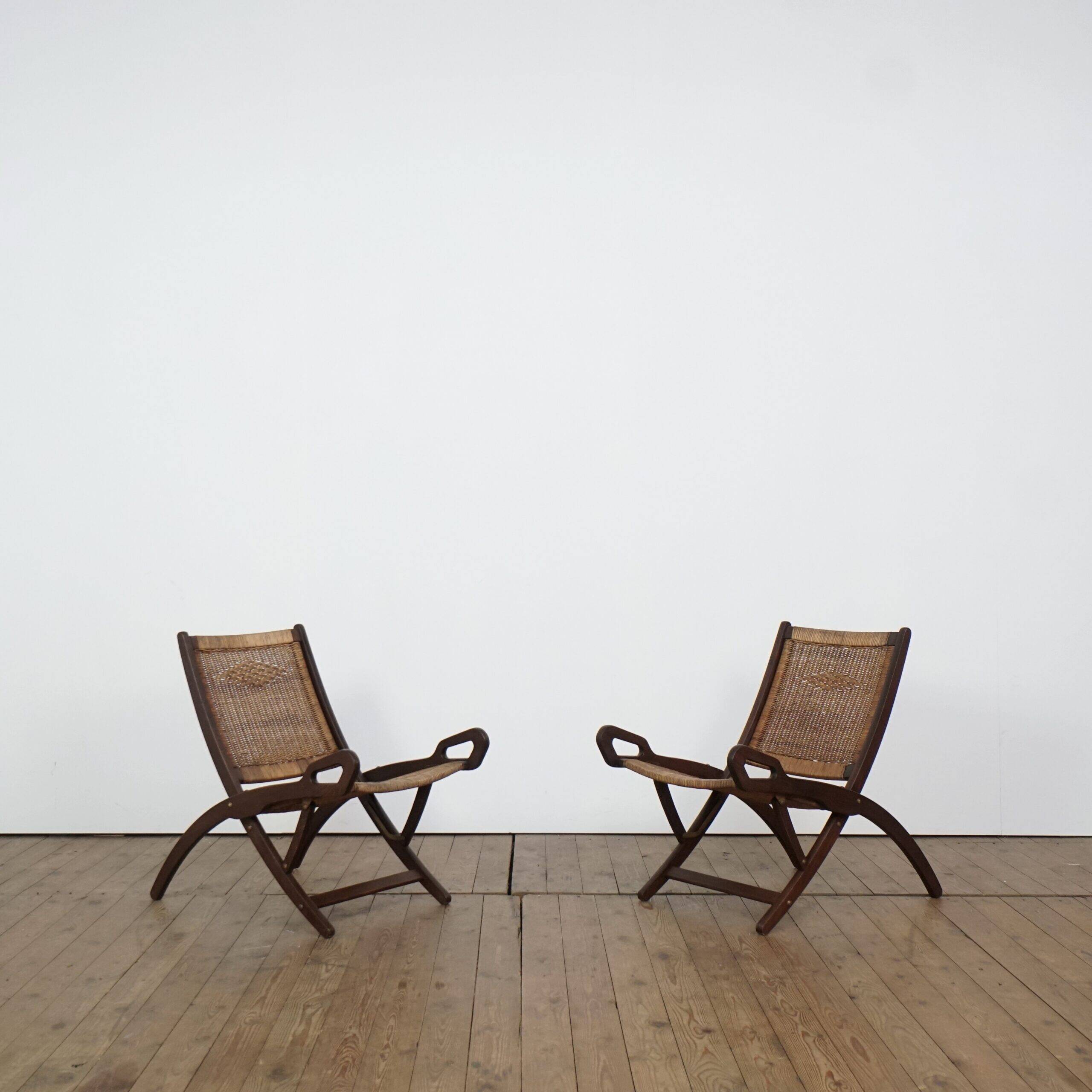 Set of two Gio Ponti “Ninfea” folding armchairs for Fratelli