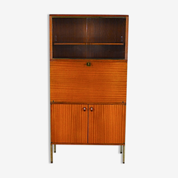 Secrétaire haut design vintage en acajou 1950