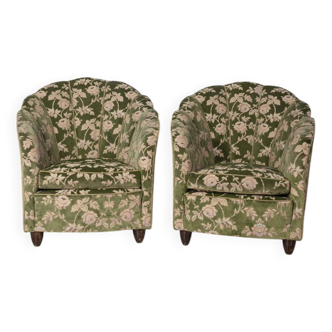 Paire de fauteuils vintage des années 50 en tissu fleuri design italien