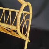 Vintage rattan magazine rack