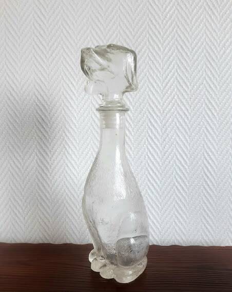 Dachshund dog carafe, Empoli glass, Italy 1960