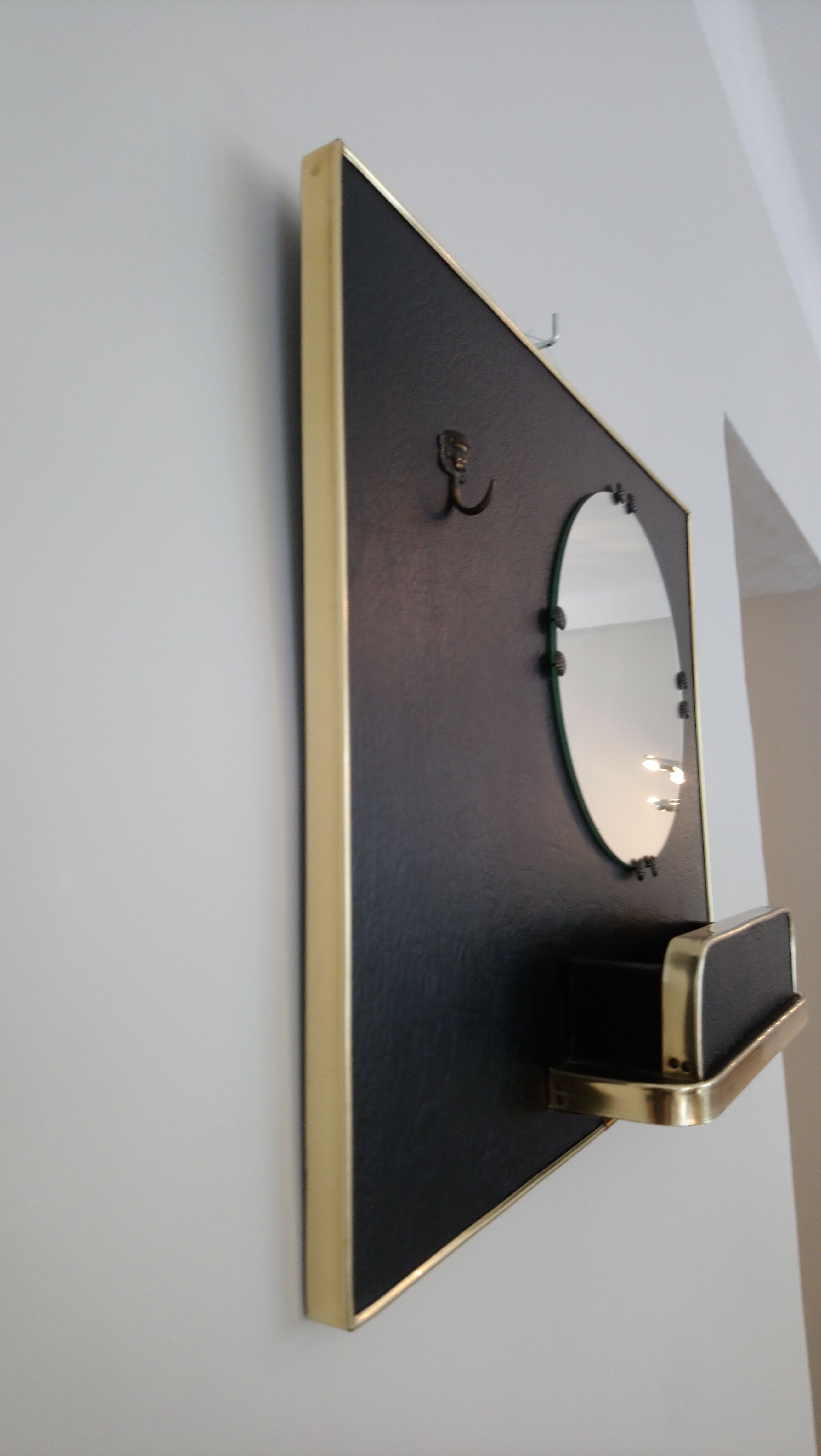 Miroir auxiliaire avec vide poche années 60 40x35cm