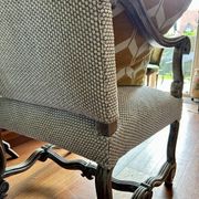 Restored Louis XIII armchair – textured beige fabric