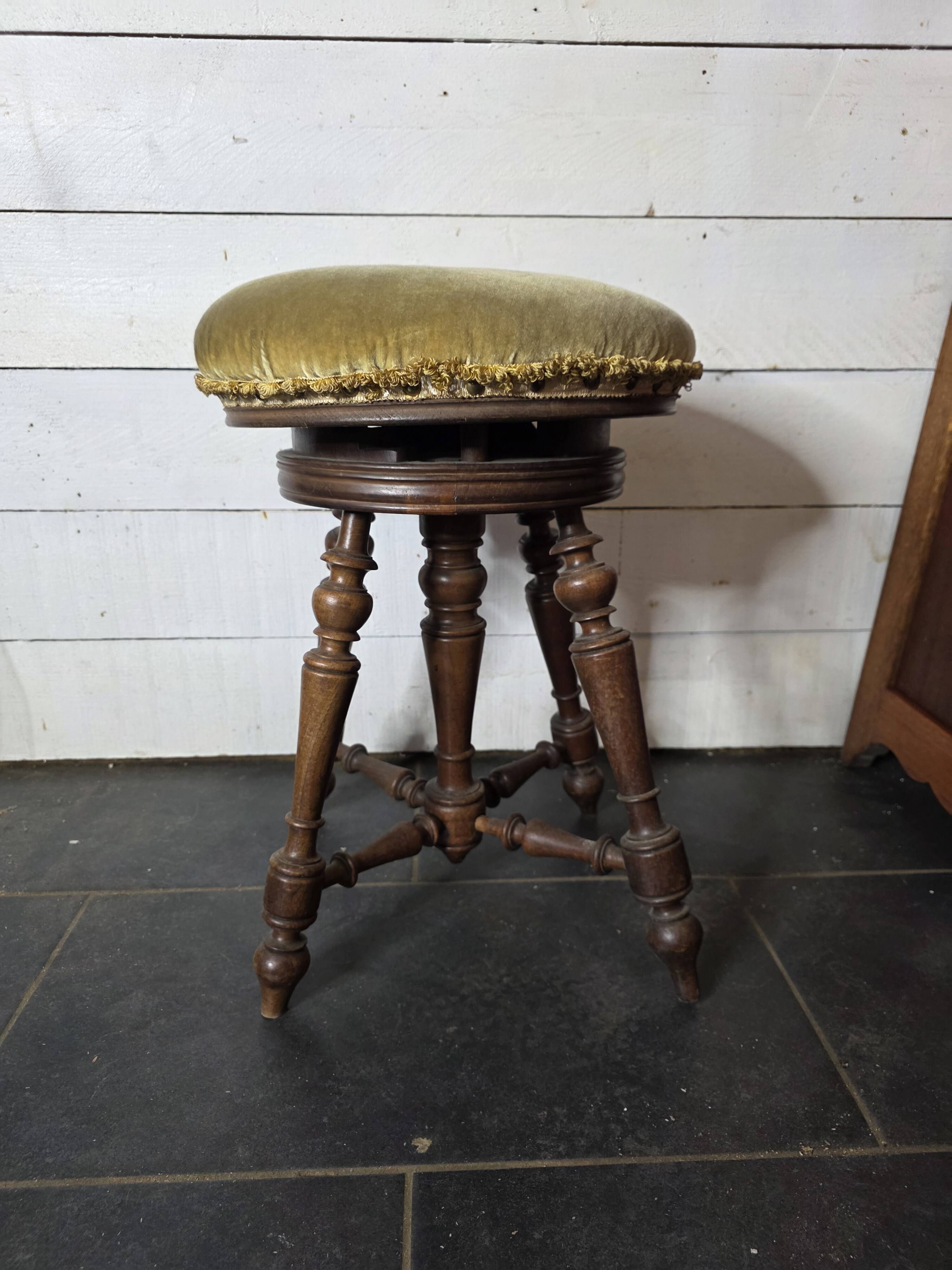 Antique adjustable piano stool