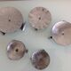 Suite of five candlesticks in brushed metal / vintage 60s-70s
