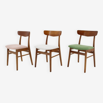 1960s Set of Three Danish Teak Chairs, Restored