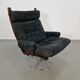 Vintage Black Alcantara Lounge Chair by Bruno Mathsson for Dux, 1960s