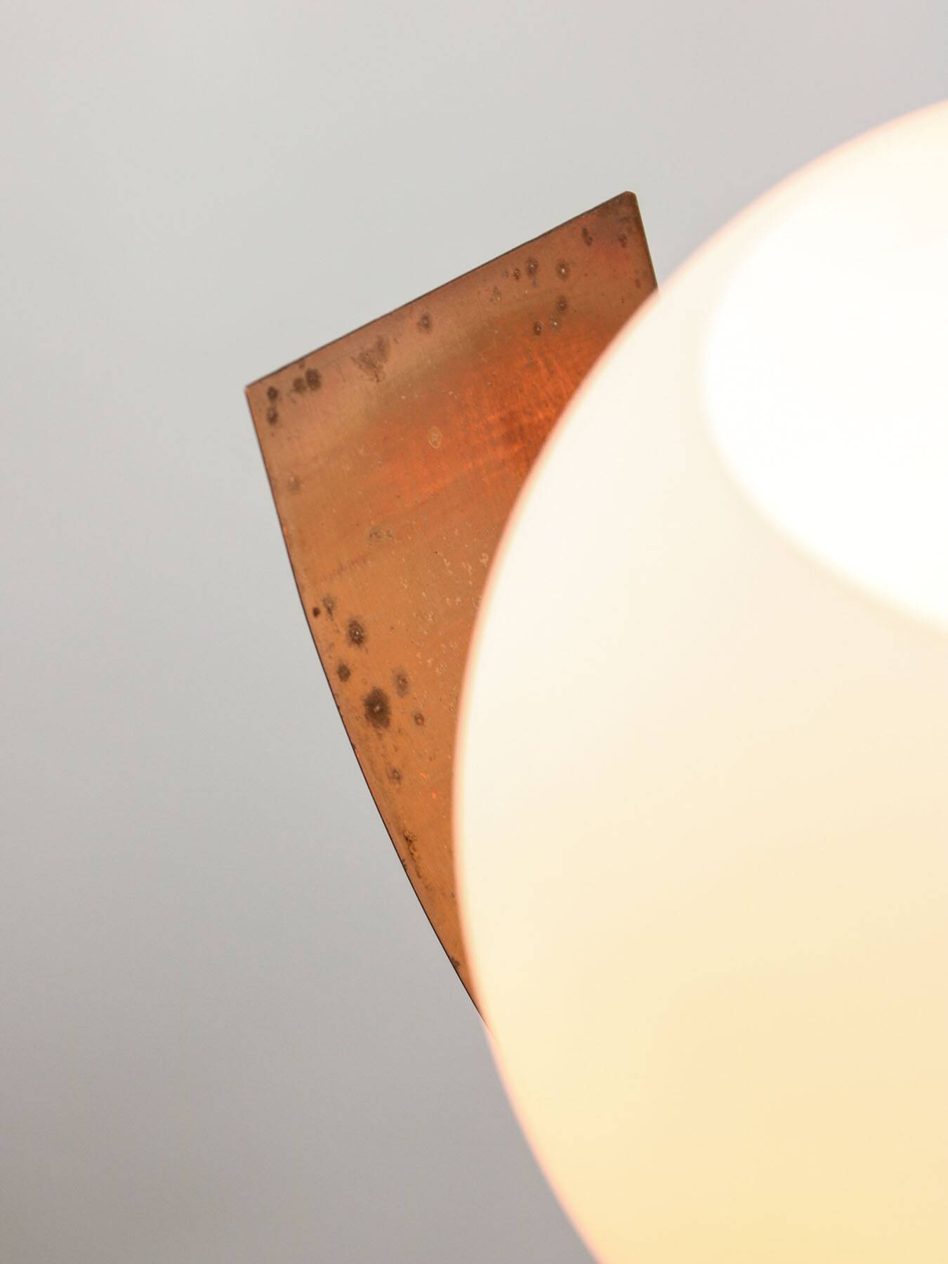 Vintage Italian Copper and Opaline Chandelier, 1970s