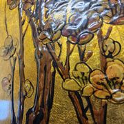 Vintage Chinese cabinet with gold leaf, flowers and birds / oriental