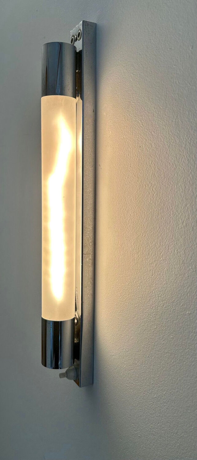 Modernist wall lamp vintage chromed metal France 1930