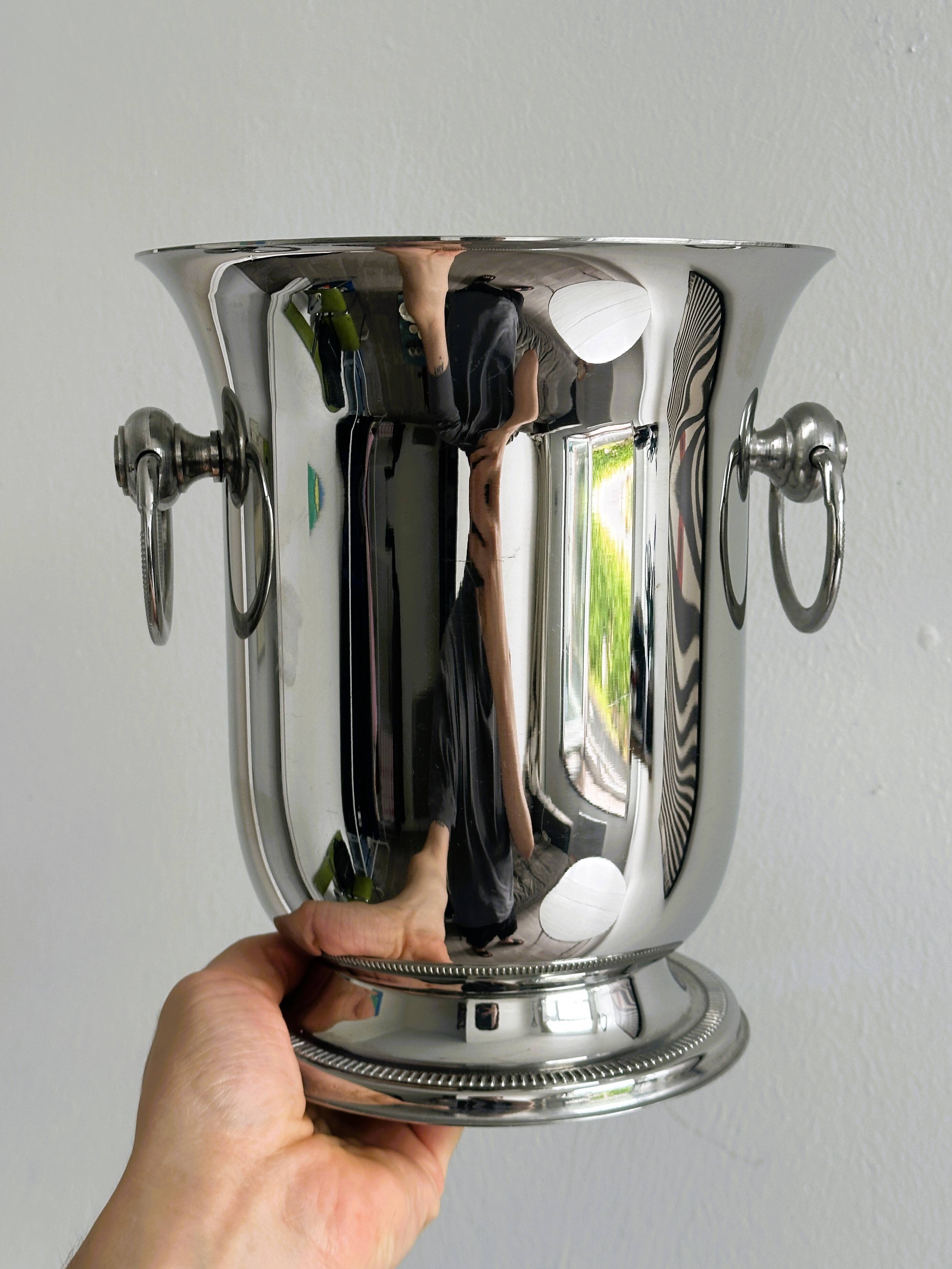 Silver metal champagne bucket