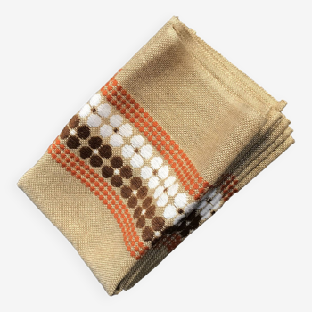 Suite de 4 serviettes en tissu, années 1970