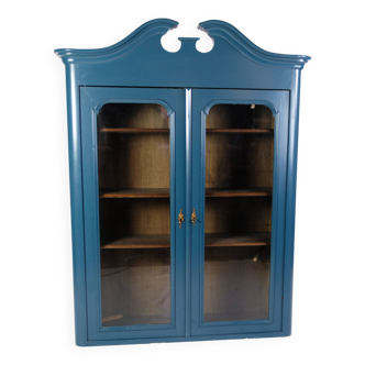 Antique Display Cabinet Painted Blue From 1920s