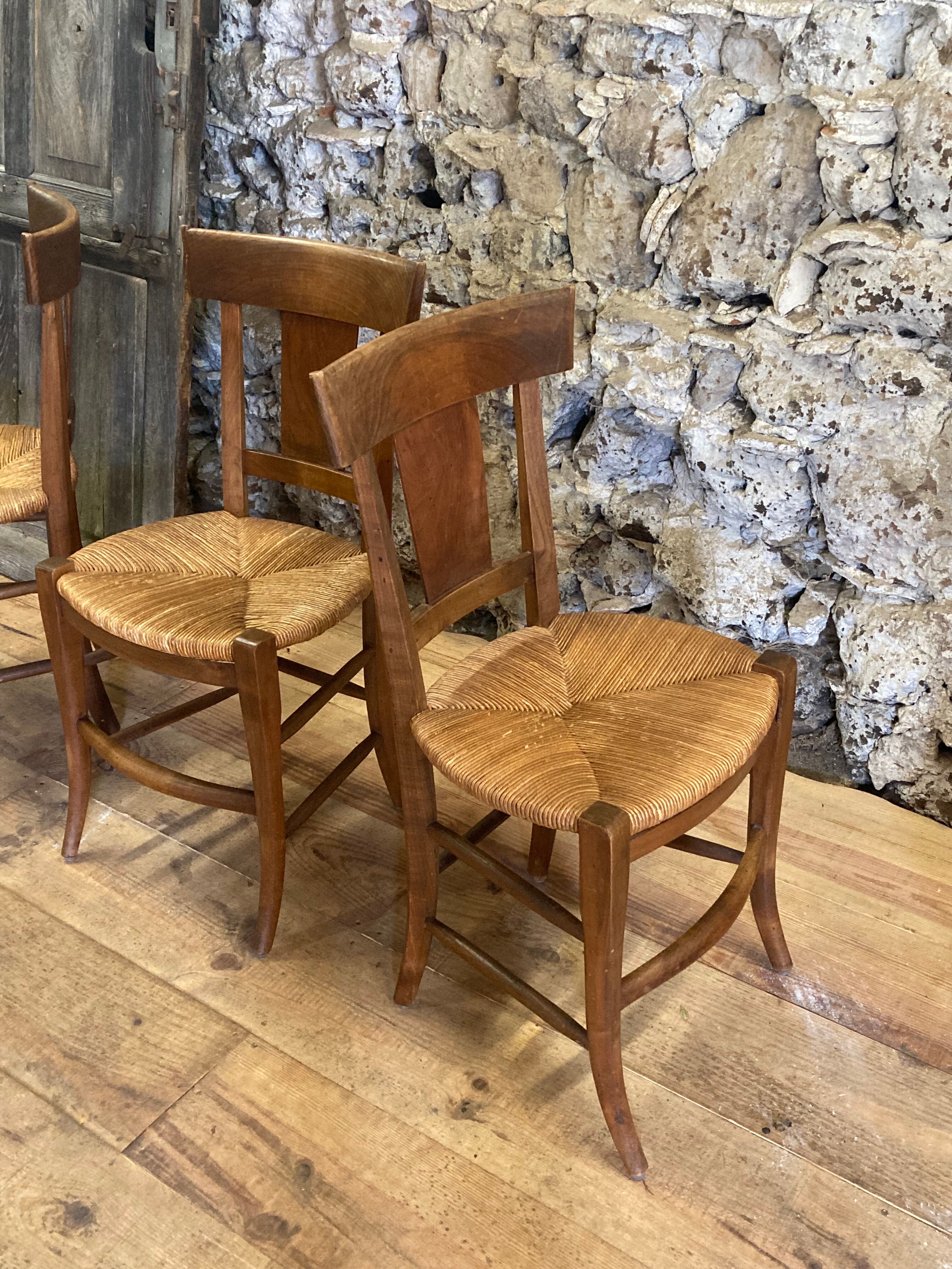 3 rustic chairs mulched solid wood Directoire