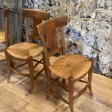 3 rustic chairs mulched solid wood Directoire
