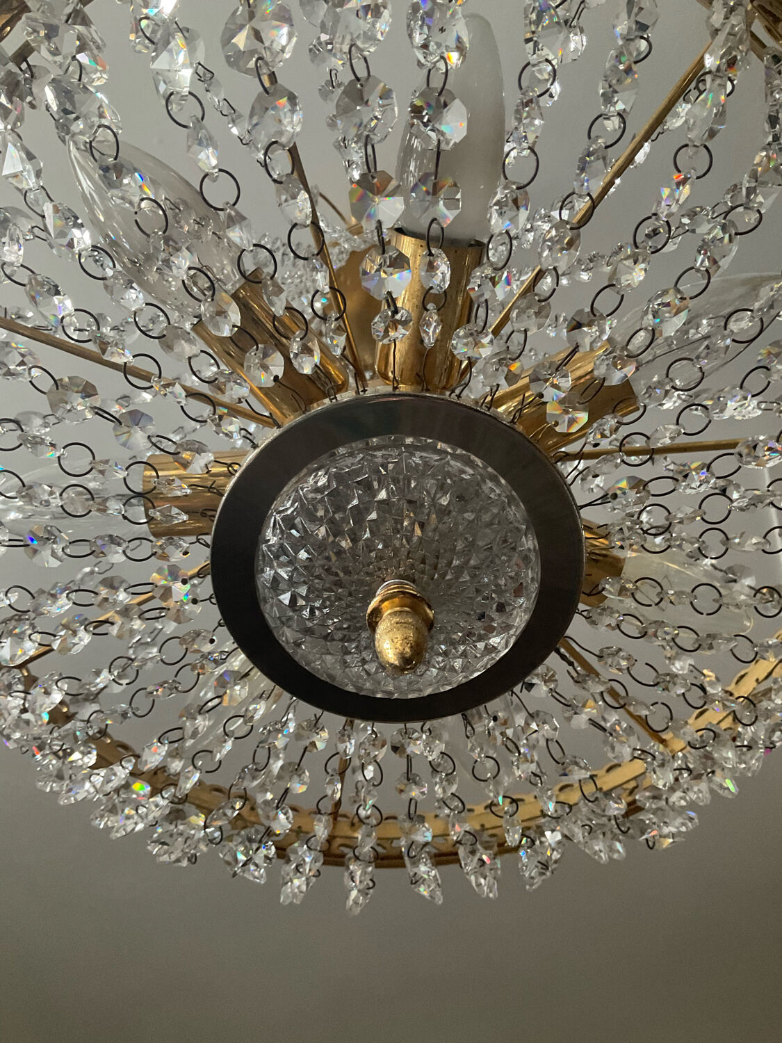 Bronze hot air balloon chandelier and crystal tassels