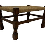 Tabouret vintage en rotin petit tabouret ottoman du milieu du siècle design années 60