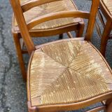 6 chaises bois massif chêne moyen et paille