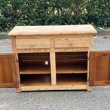 Buffet commode de type parisien rénové en bois massif brut avec 2 portes