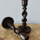 Pair of twisted wood candlesticks (Barley twist)