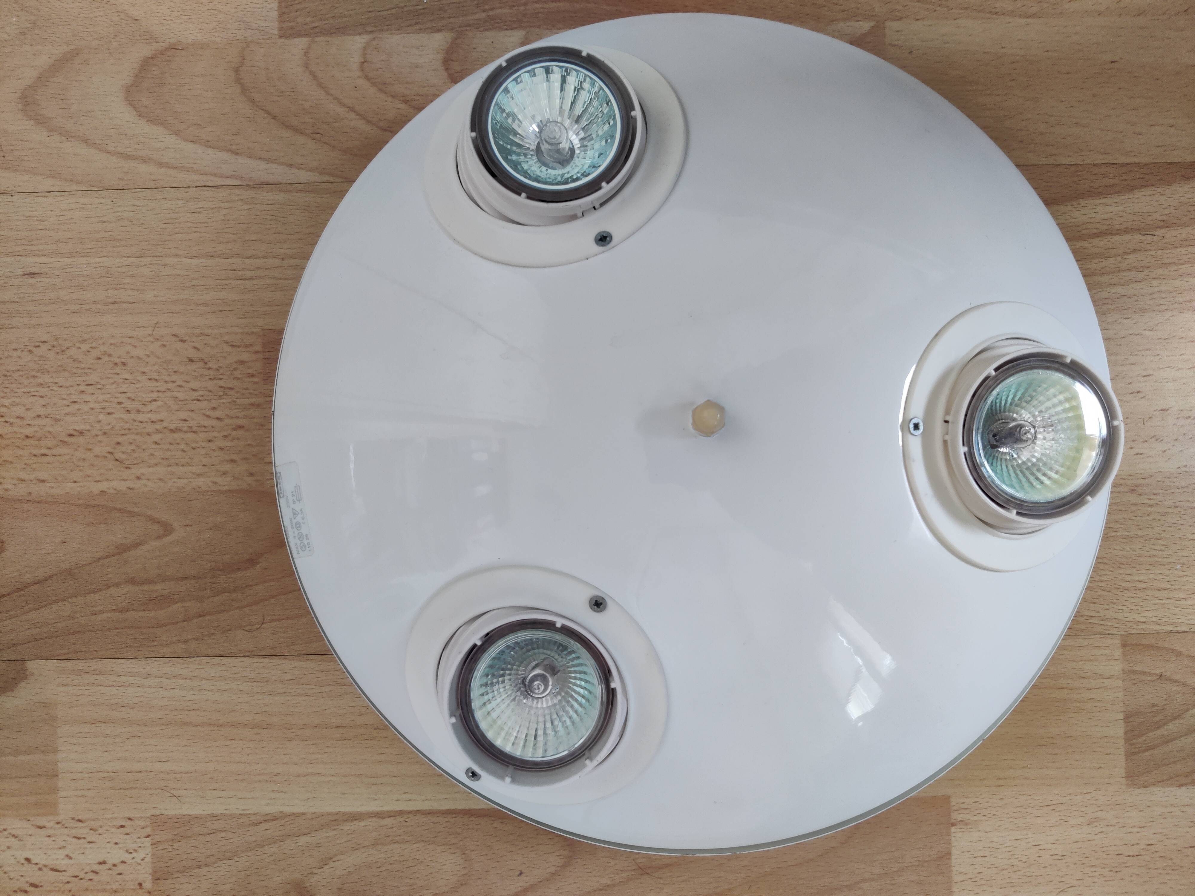 White Ikea vintage ceiling light with 3 adjustable spotlights, 90s