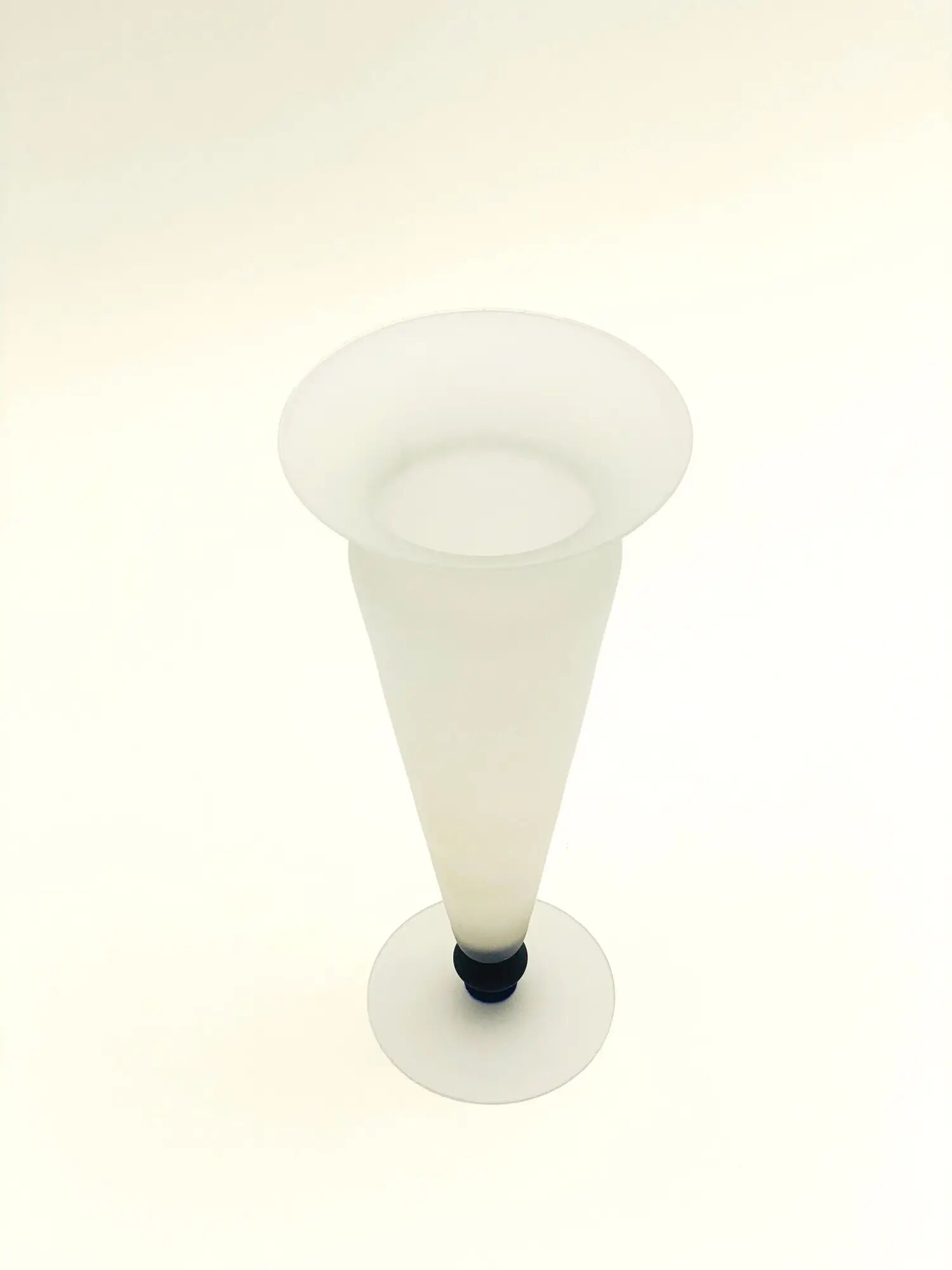 Satin-finished glass conical vase