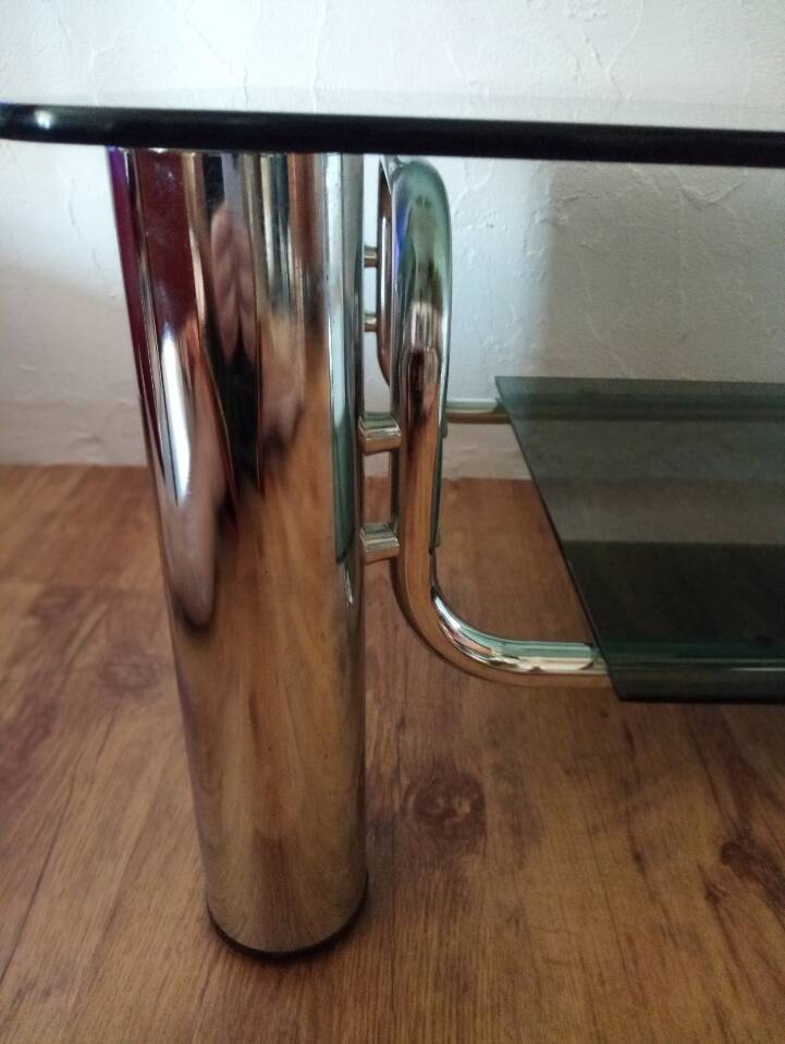 Vintage chrome and smoked glass coffee table