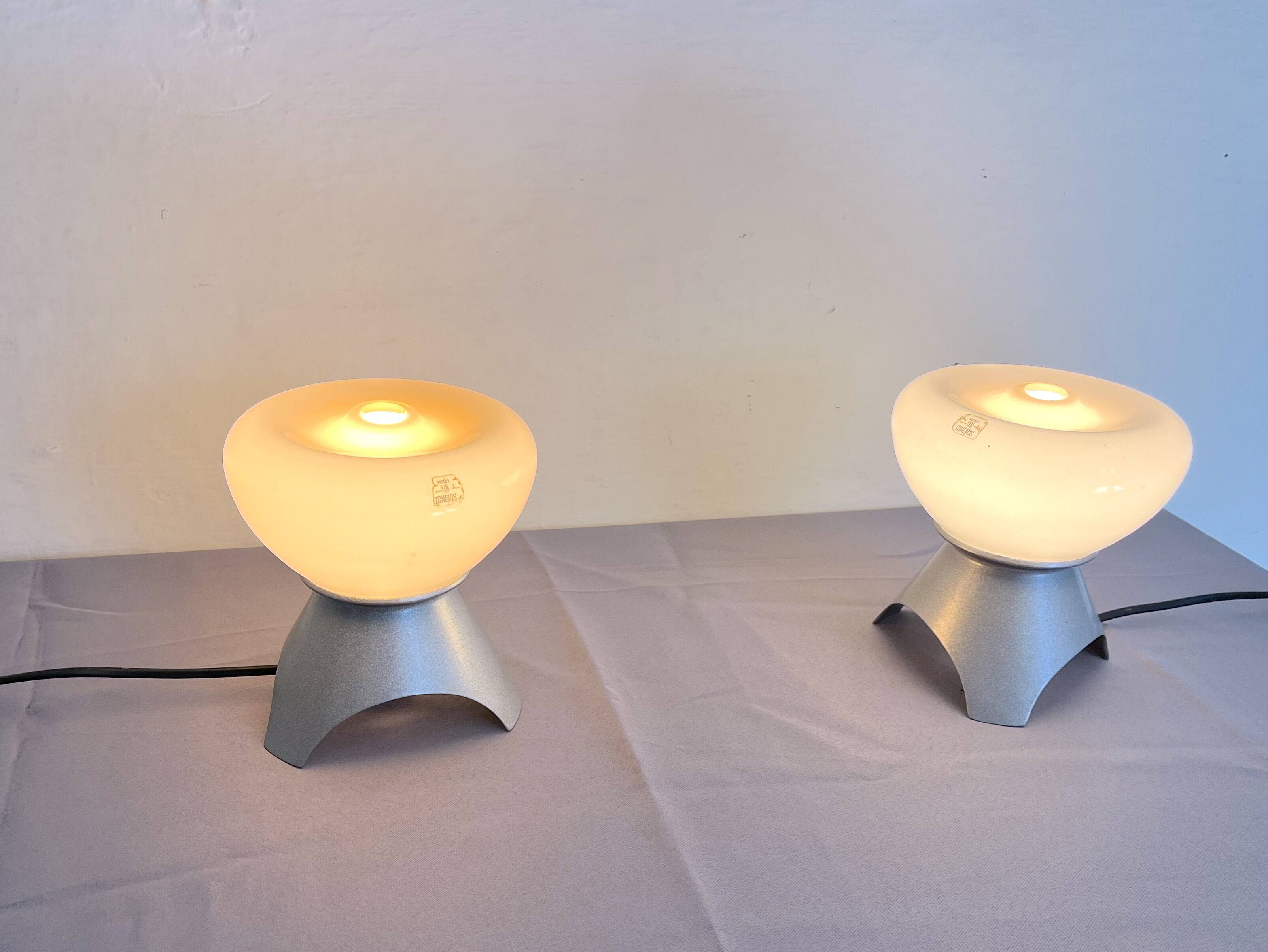 Pair of Murano glass bedside lamps, 1970