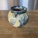 Round vase in chamotte clay / mixed with blue speckled glaze – Signed – H 13.5