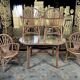 Garden furniture in rattan table and 4 armchairs