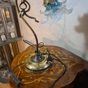 brass lamp 1975 electric working superb blue translucent tulip 42x30