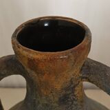 Vintage textured ceramic handle vase