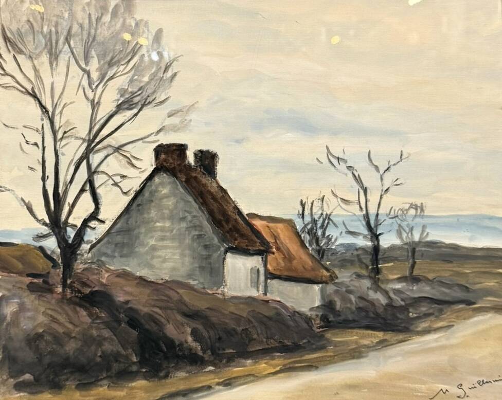 Guillermin M.: oil on panel rural landscape