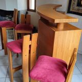 Curved solid blond oak bar